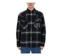 Palm Angels - Monogram Check Overshirt - Homme - Vestes - Gris - Taille: L