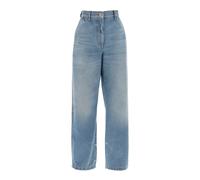 Palm Angels - Pantalon large en denim délavé avec logo - Femme - Jeans - Bleu - Taille: W26