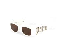 PALM ANGELS Unisex PERI001 Angel 0160 White silver mirror Lunettes de soleil Acétate Blanc Marron Carré Normale