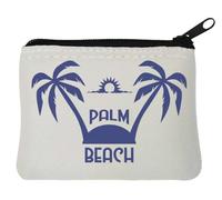 Palm Beach Pochette porte-monnaie en néoprène avec logo île minimaliste et coucher de soleil Blanc 10 x 11 cm