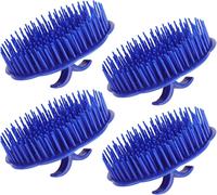 Palm Brush Hair, 4pcs Scalp Massager Shampoo Brushes Men Beard Comb Scalp Scrubber for Washing Hair,Pet Shower Grooming,Salon,Blue
