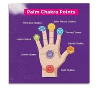 Palm Chakra Energy Points Poster Hand Meditation Chart for Yoga Practice Room Wall Art(Framed,08x12inch(20x30cm))