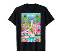 Palm Springs California Scène de Voyage Florale dans Le désert T-Shirt Graphique avec Valeur