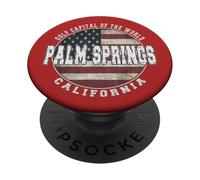 Palm Springs Drapeau américain Vintage Californie PopSockets PopGrip Adhésif