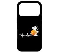 Palm Tree Beach Heartbeat Tropical Sunset Coque pour iPhone 17 Pro