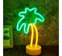 Palm Tree Enseigne Lumineuse au Néon, Lampe Led Palmier avec Support de Base Batterie/USB Cocotier Veilleuse pour Anniversaire de Chambre d'enfant, Mariage, Noël, Fête, Salle de Séjour, Bureau, Bars