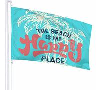 Palm Tree Flag Decor 3x5Ft Beach is My Happy Place Summer Exotic Tropical Sea Shore Polyester Motif imprimé Décoration extérieure pour maisons et jardins