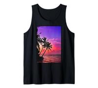 Palm Tree Summer Sunset Beach (Night Scene Sunset Silhouette) Southern Island Sea [Surfer Surf] Débardeur