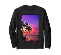 Palm Tree Summer Sunset Beach (Night Scene Sunset Silhouette) Southern Island Sea [Surfer Surf] Manche Longue
