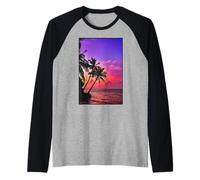 Palm Tree Summer Sunset Beach (Night Scene Sunset Silhouette) Southern Island Sea [Surfer Surf] Manche Raglan