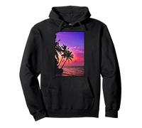 Palm Tree Summer Sunset Beach (Night Scene Sunset Silhouette) Southern Island Sea [Surfer Surf] Sweat à Capuche
