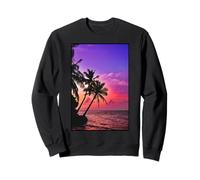 Palm Tree Summer Sunset Beach (Night Scene Sunset Silhouette) Southern Island Sea [Surfer Surf] Sweatshirt