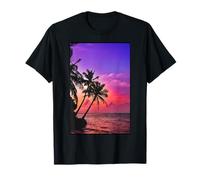 Palm Tree Summer Sunset Beach (Night Scene Sunset Silhouette) Southern Island Sea [Surfer Surf] T-Shirt