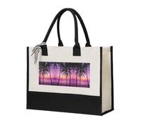 Palm Tree Sunset Sac à main élégant pour femme avec coutures en toile