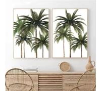 Palm Trees on The Beach Canvas Wall Art Natural Landscape Poster Prints for Home Bar Decor Beach Theme 30x45cmx2 Frameless