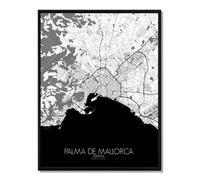 Palma carte ville city map n&b
