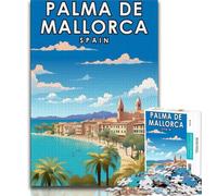 Palma de Majorque, Espagne Puzzles 1000 pièces pour Adolescents, Jeu Stimulant et Jeu Familial, décoration Murale, Cadeaux d'anniversaire et de Noël Uniques, 38x26cm