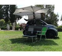 PALMAT Auvent pour Voiture 3,6 m² Abri Solaire et auvent imperméables avec Poteau - Bâche pour véhicule résistante aux UV pour Le Camping, l'observation des Oiseaux et Les activités de Plein air