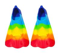 Palmes de Natation - Lames d'Entraînement Piscine | Modèle Court Professionnel pour Garçons Filles Débutants, Accessoire en Silicone Souple, Paire Arc-en- Premier Âge