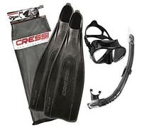 Cressi Ensemble Palmes, Masque et Tuba – Pro Star Bag pour Apnée, Plongée, Snorkeling Noir Unisexe