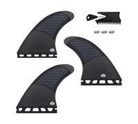 Palmes de surf à simple ou double aileron II - Ensemble de trois ailerons en fibre de verre et carbone nid d'abeille, tailles S/M/L - Livrées avec vis de clé d'aileron et peigne à cire(FU-G6)