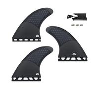 Palmes de surf à simple ou double aileron II - Ensemble de trois ailerons en fibre de verre et carbone nid d'abeille, tailles S/M/L - Livrées avec vis de clé d'aileron et peigne à cire(FU-G3)