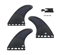 Palmes de surf à simple ou double aileron II - Ensemble de trois ailerons en fibre de verre et carbone nid d'abeille, tailles S/M/L - Livrées avec vis de clé d'aileron et peigne à cire(FU-G5)