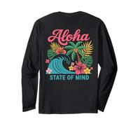 Palmier Aloha State of Mind Retro Wave Hawaii Beach pour Femmes Manche Longue
