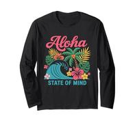 Palmier Aloha State of Mind Retro Wave Hawaii Beach pour Femmes Manche Longue