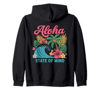 Palmier Aloha State of Mind Retro Wave Hawaii Beach pour Femmes Sweat à Capuche