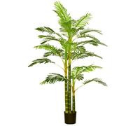 Palmier areca artificiel - HOMCOM - arbre artificiel hauteur 190 cm - 30 grandes feuilles grand réalisme - plastique - pot inclus
