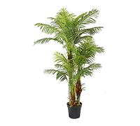 Palmier artificiel Areca Hawaii - Hauteur : 180 cm - Trois troncs - En véritable fibre de palmier et de nombreuses frondes dans le pot