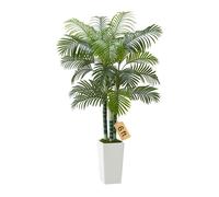 Palmier Artificiel Areca-VEVOR-1,8 m-Plante Artificielle Tropicale en Pot Blanc-Faux Arbre Tropical Palmier Areca Tronc Épais
