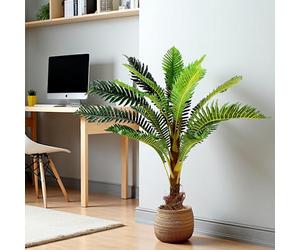 Palmier Artificiel Arnusa 100 cm avec 18 Feuilles de Palmier comme Un Vrai Palmier en Pot. Plante Artificielle. Arbre Artificiel. Tropical. Plante décorative en Pot
