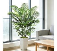Palmier Artificiel Arnusa en Pot Blanc 150cm, Plante Artificielle Areca Interieur, Arbre Artificiel Décorative Vert pour Salon Balcon Chambre Bureau (1, Pot Blanc, 150cm)