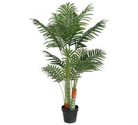 Palmier artificiel avec 3 troncs - Vert - 120 cm - En polypropylène - Arbre décoratif - Bonsaï - Semis - Pot pour chambre, salon, bureau, entrée, balcon, terrasse, décoration, ombrage, brise-vue