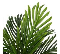 Palmier artificiel avec 9 feuilles en PEVA flexible - 70 cm - Vert - Plante d'intérieur facile d'entretien dans un pot de ciment en plastique solide - Pour salon, bureau, balcon, jardin, intérieur et