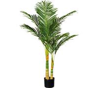 Palmier artificiel Dypsis lutescens 2 troncs 120 cm dans pot plastique noir avec terre 15 x 13 cm