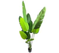 Palmier artificiel en forme de feuille de bananier en pot - 200 cm - Palmier artificiel avec de grandes feuilles - Plante tropicale artificielle de qualité supérieure pour salon, bureau et salle de