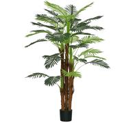 Palmier Artificiel Outsunny H.1,6 m Arbre Artificiel Tronc Branches Lichen Feuilles Grand réalisme Pot Inclus