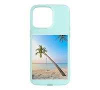 Palmier Balançoire Été Côtier Palmier Real Photo Photo Belle Plage de Sable Élégant Coque pour iPhone 15 Pro Max