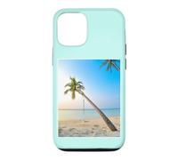 Palmier Balançoire Été Côtier Palmier Real Photo Photo Belle Plage de Sable Élégant Coque pour iPhone 12/12 Pro