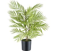 Palmier d'arec plante artificielle 48 cm de haut avec 20 frondes dans un pot en plastique, vert et facile à entretenir
