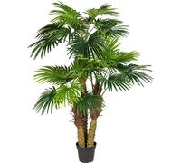 Palmier-éventail 185 cm - plante artificielle facile à entretenir avec 26 frondes dans un pot noir 24x20 cm