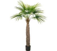 Palmier éventail artificiel 175 cm vert résistant aux UV dans pot plastique 19x17,5 cm Plante décorative