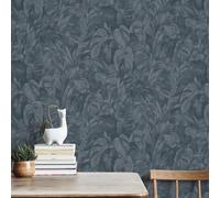 Palmier Feuilles Papier Peint Vinyle 10416-08 Marine Texturé Tropical Jungle