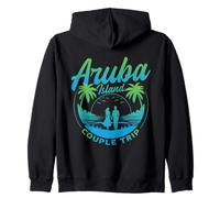 Palmier Island Couple Voyage Plage Île des Caraïbes Sweat à Capuche
