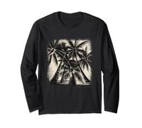 Palmier Tropical Vintage et Arbres, île paradisiaque, Ambiance de Plage Manche Longue