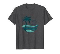 Palmiers et Brise océanique, Vacances à la Plage Tropicale T-Shirt, Homme, Chiné Foncé, 5XL