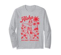 Palmiers Hibiscus Dancer Tropical Vintage Aloha Hawaiian Days Manche Longue